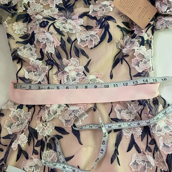 🆕BHLDN Linden Pink/Blue Floral Embroidered Tulle Illusion Neck MOB Dress SZ 12 - Picture 13 of 14